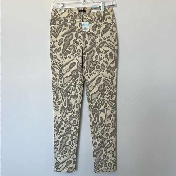 J.McLaughlin Lexi Jean Slim Ankle Jaguar Animal Print Cream Taupe Size 0 NWT - Picture 1 of 3